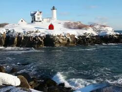 Nubble Lighthouse Stock Footage