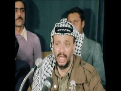 SYND 22 3 77 YASSER ARAFAT SPEAKING AT A PRESS CONFERENCE IN CAIRO News Clip