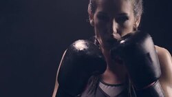 Boxing in the shadow. Struggling with weaknesses Stock Footage
