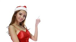 Girl in red santa costume Stock Footage