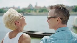 Romantic middle age couple in City Stock Footage