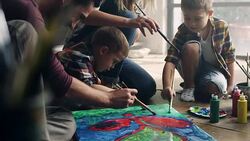 Family painting Stock Footage