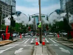 Timelapse of Traffic and pedestrians reflected on New York Building Stock Footage