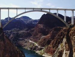 WS Bridge above river / Nevada, USA Stock Footage