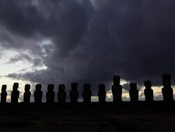 Moais at sunrise, Easter Island Stock Footage