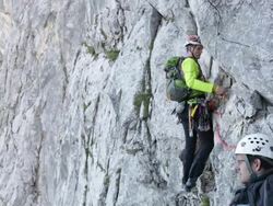 Men rock climbing in the mountains. - 1920x1080 Stock Footage