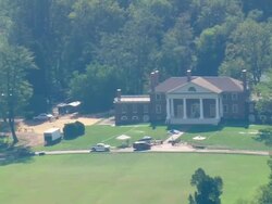 WS AERIAL ZI View of Montpelier (James Madison's house) / Virginia, United States Stock Footage