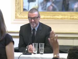 INTERVIEW George Michael not answering a question about being a gay father and more at the George Michael Press Conference at London England. (Footage by WireImage Video/GettyImages) Stock Footage