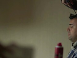 Man Drying Hair - Stock Footage Stock Footage