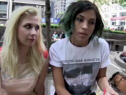 Pussy Riot Russian Punk Rock Dissidents in Zuccotti Park Stock Footage