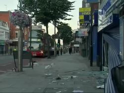 Damage to Ealing Broadway in Riots Aftermath News Clip