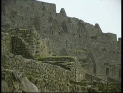 Machu Picchu, ruined buildings and terraces, WA, Peru Stock Footage