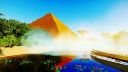 Ancient pyramids on desert Stock Footage