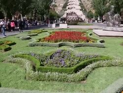 Yerevan, Cascade, view of statues and gardens Stock Footage