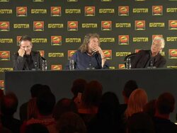 INTERVIEW: Jimmy Page on if they noticed any famous faces in the crowd at the O2 gig at Led Zeppelin Celebration Day Press Conference on September 21, 2012 in London, England (Footage by WireImage Video/Getty Images) Stock Footage