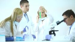 Scientists in a chemical laboratory. Stock Footage