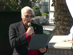 SPEECH - Lou La Monte at Herb Alpert And His Totem Sculpture 'Freedom' Honored In Malibu Stock Footage
