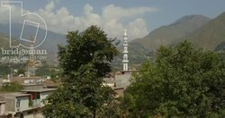 Little white mosque in the Swat Valley Stock Footage