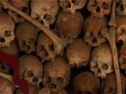 Human skulls from Cambodia Killing Fields Stock Footage