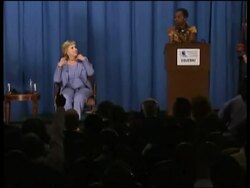US Secretary of State Clinton tours hospital, comment on her husband News Clip