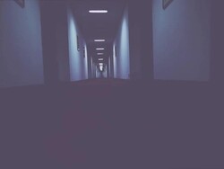 Walking in a creepy hotel corridor Stock Footage
