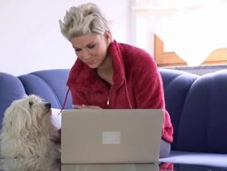 HD DOLLY: Woman With A Dog Stock Footage