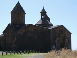 Saghmosavank monastery, general view of the church Stock Footage