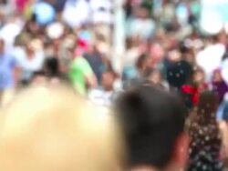 HD:Depfocused people in Istiklal Street Stock Footage