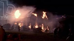 Barn on fire, 1908 - reenactment Stock Footage