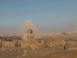 WS Gizeh pyramids with pyramids in background / Cairo, Egypt Stock Footage