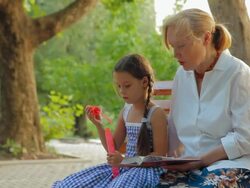 Seating in a park Stock Footage