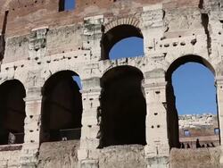 Tourists at Coliseum of Rome Dezoom HD Video Stock Footage