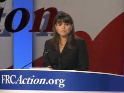 MS New Republican Senate candidate Christine O'Donnell giving speech on stage at Values Voters Summit Audio / Washington, DC, United States Stock Footage