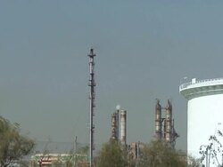 chemical plant pipe burning gas Stock Footage