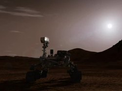 Animation of Mars Rover Curiosity on Mars surface Stock Footage