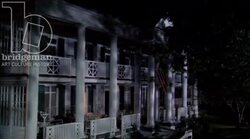 Static shot of a country manor by night, clip 2 Stock Footage