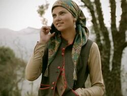 People of Himachal Pradesh: Beautiful young woman using mobile phone Stock Footage
