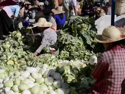 MS View of Woman vegetables seller at Local Market / Nyaungshwe, Shan State, Myanmar Stock Footage
