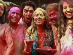 Portrait of a family celebrating holi festivals  Stock Footage