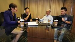 Startup Asian Business Entrepreneurs With Mentor in Meeting Stock Footage