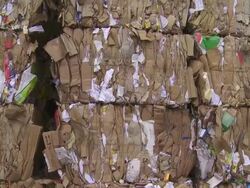 Piles of Cardboard Waste Panning Shot Stock Footage