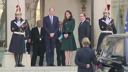William and Kate departing Elysee Palace News Clip