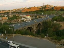WS T/L View of city near by street  / Yerevan, Armenia Stock Footage