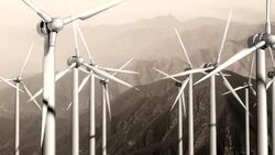 Wind Turbines: Slow Pass, Bleached Colours Stock Footage
