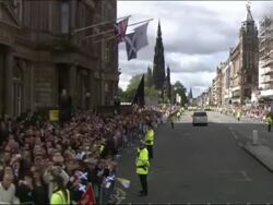 Pope Benedict XVI aerials through Edinburgh News Clip