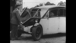 British airship designer Dennistoun Burney exhibits new automobile he has designed in London News Clip