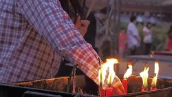 Thai-Chinese people praying for a prosperous new year on the eve of Chinese New Year in Chinatown, Bangkok, Thailand. Stock Footage