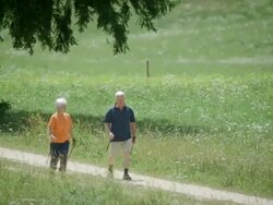 HD: Senior Couple Nordic Walking Stock Footage