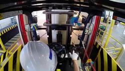 HD:Worker driving forklift and loading finished goods to container. Stock Footage