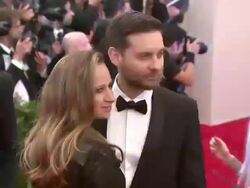 Tobey Maguire and Jennifer Meyer at "PUNK: Chaos To Couture" Costume Institute Gala Stock Footage